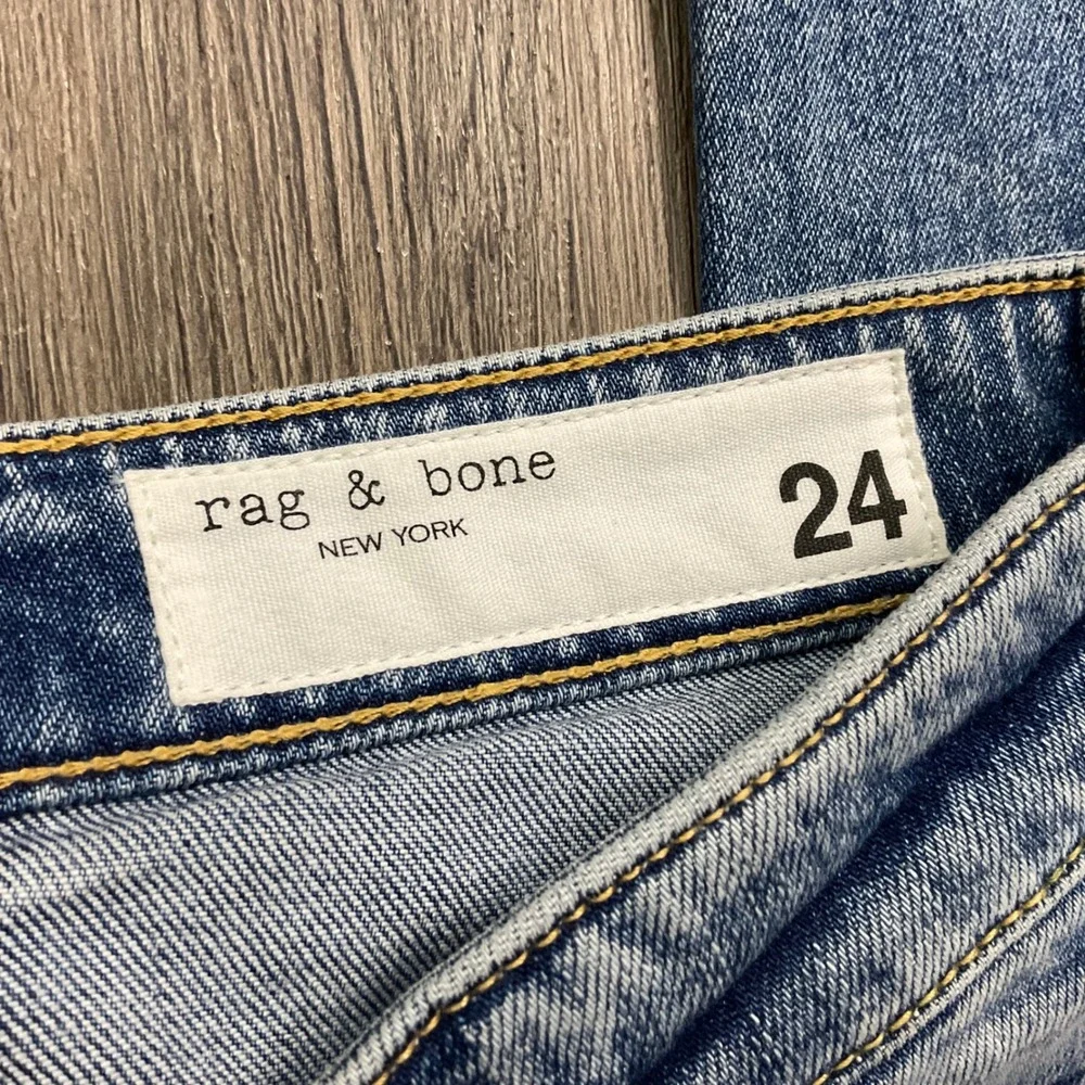 Rag & Bone Dre Low‎ Rise Slim Boyfriend Denim Jeans Blue Womens 24 Blue Boho Y2K